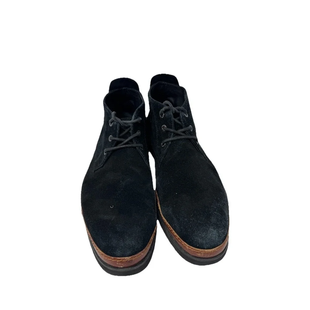 🔥BUGATCHI 🎱Black Suede Chukka Boots -‎ Mid Top Lace Up - Luxury Designer -11